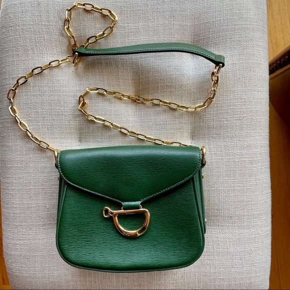 Ralph Lauren Green Purse with Gold Chain Strap - Picture 3 of 10